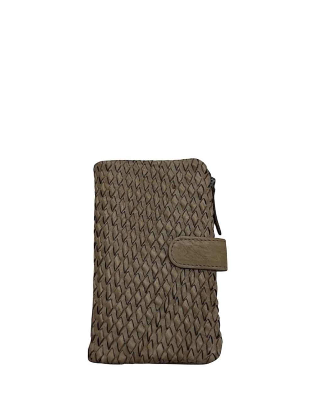 VILENCA HOLLAND - LIGHT BROWN WOVEN LEATHER COMPACT BIFOLD SNAP WALLET